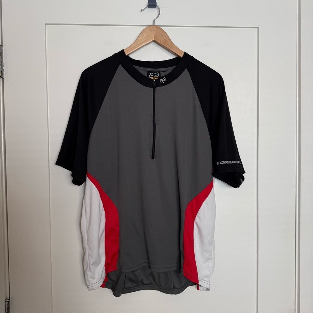 Fox Racing Activewear Top Mens Sz XXL Gray 1/4 Zip Cycling Short Sleeve Pocket